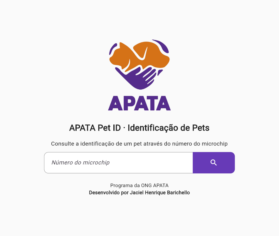 Tela do projeto APATA Pet ID