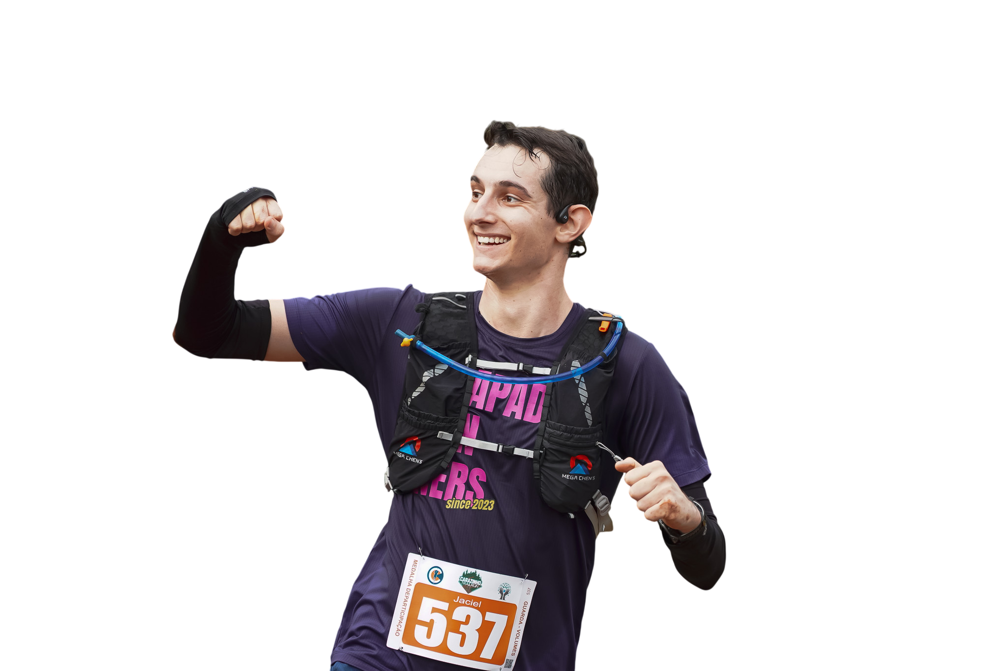 Jaciel sorrindo com roupa de corrida